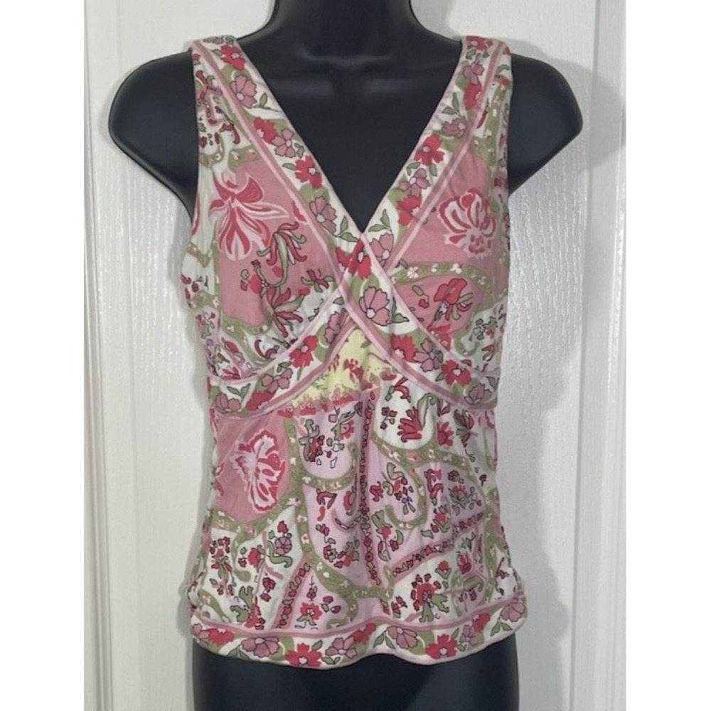 Antonio Melani Silk Babydoll Tank Top Small Floral Fairy Coquette Festival Beach
